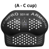 Black protective chest armor with ventilation holes and safety certification