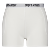 White athletic hip protection pants with Fempro Armour branding on the waistband