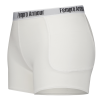 White athletic hip protection pants with Fempro Armour branding on the waistband