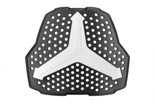 Black and gray Bropro chest armor with perforated design
