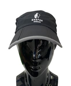 Black Bropro Armour sports cap on a glossy mannequin head