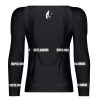 Back view of a black long-sleeved compression shirt with brand logos