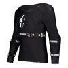 Front view of a black long-sleeved full body armour jersey with brand logos