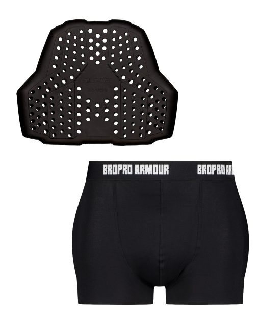 Bropro Armour black chest protector and athletic shorts