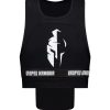 Black pro light sports vest with white Bropro Armour logo