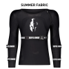 Black protective body armor with white logo designed for male athletes.