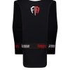 Black pro light sports vest with a red and white Fempro Armour logo on the back.
