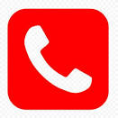 Red phone icon on a square background.