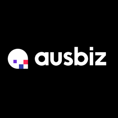 ausbiz logo with a stylized 'a' in a circle and multicolored squares