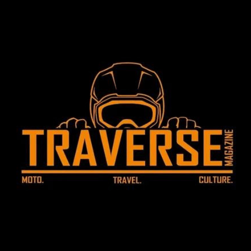 TR AVERSE MAGAZINE logo featuring a motorcycle helmet and themes of moto, travel, and culture