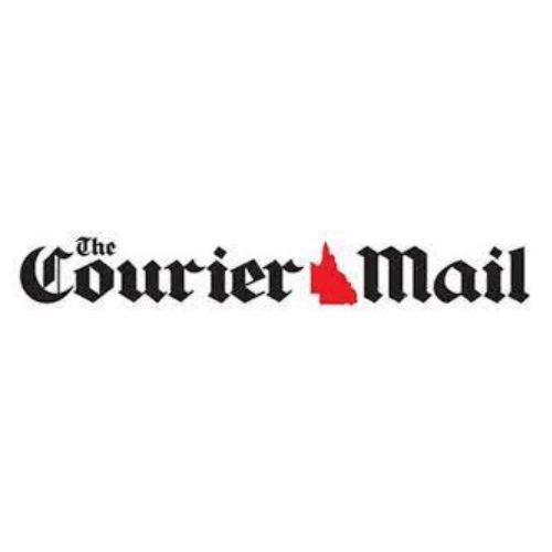 Logo of The Courier Mail with a red silhouette of Queensland