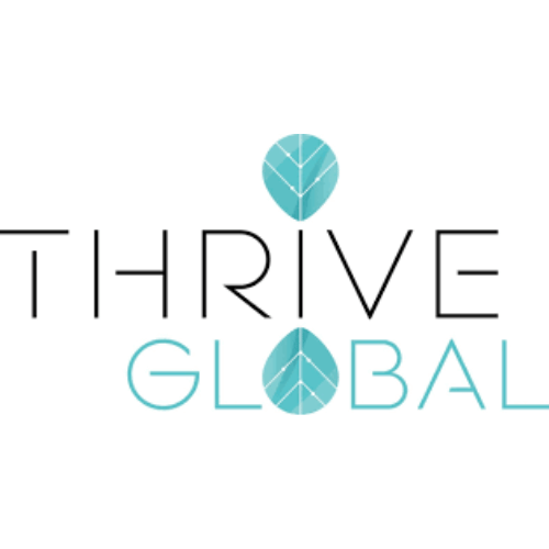 Thrive Global logo with a leaf motif in the letter 'O
